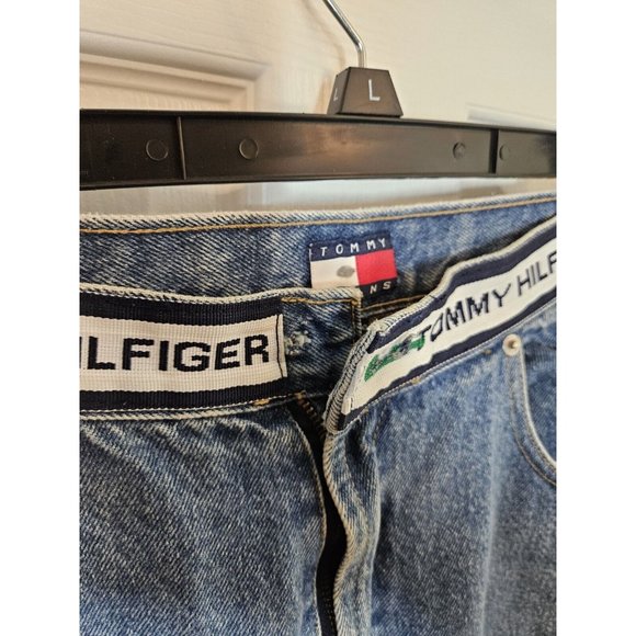 Vintage Tommy Hilfiger Jeans Mens 36x32 Blue Big Flag Straight Y2K Pants Baggy - Picture 5 of 12
